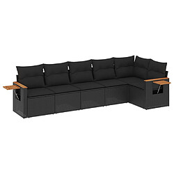 vidaXL Salon de jardin 6 pcs avec coussins noir résine tressée