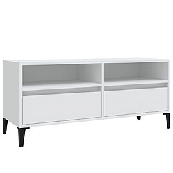 vidaXL Meuble TV blanc 100x34,5x44,5 cm bois d'ingénierie