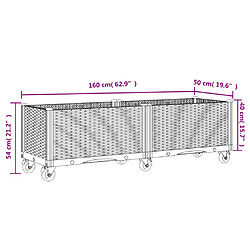 vidaXL Jardinière à roulettes bleu gris 160x50x54 cm PP pas cher