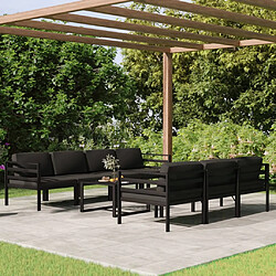 vidaXL Salon de jardin 8 pcs avec coussins Aluminium Anthracite