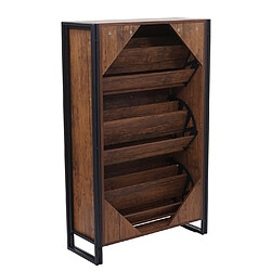 Avis Mendler Meuble à chaussures HWC-A27, armoire à chaussures, 122x77x29cm structure 3D 3 volets ~ aspect chêne sauvage