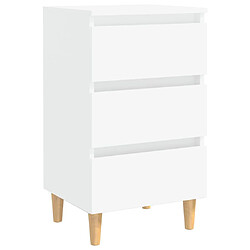 vidaXL Table de chevet avec pieds en bois solide Blanc 40x35x69 cm