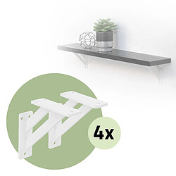 ML-Design 8x Équerres étagère mural support d'angle en aluminium blanc robuste 120x120 mm