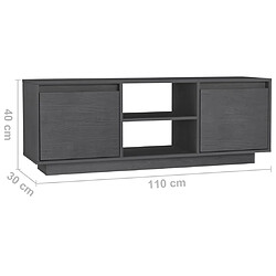 vidaXL Meuble TV Gris 110x30x40 cm Bois de pin massif pas cher