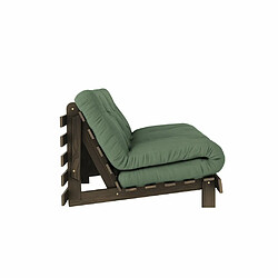 Inside 75 Canapé convertible futon ROOTS pin carob brown matelas olive green couchage 160x200 cm pas cher