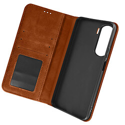 Avizar Étui pour Honor 90 Lite Portefeuille Motif Croisillon CrossWeave Wallet marron