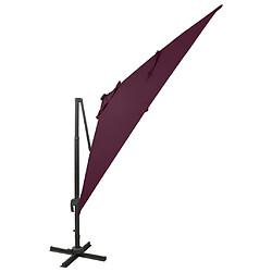 ComfortXL Parasol Déporté Avec Mât Et Lumières LED Rouge Bordeaux 300 Cm