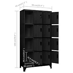 vidaXL Armoire à casiers Noir 90x45x180 cm Acier pas cher