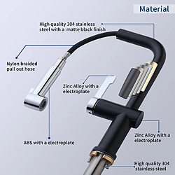 Cecipa max Robinet de Cuisine Extractible, Mitigeur de Cuisine avec 2 modes de sortie d'eau, Robinet Cuisine 360 Rotatif, Noir + Galvanique,EU Modèle pas cher