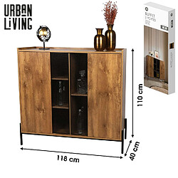 Urban Living Buffet 2 portes Helio en bois et métal - Marron et noir