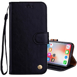 Wewoo Coque noir pour iPhone X Business Style huile de cire Texture Horizontal Flip étui en cuir avec titulaire et fentes cartes porte-monnaie