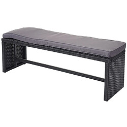 Avis Decoshop26 Ensemble complet de salon de jardin terrasse balcon véranda en polyrotin noir coussin gris foncé avec banc 04_0003045