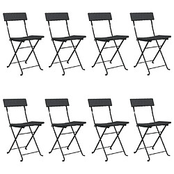 vidaXL Chaises de bistrot pliantes lot de 8 Noir Résine tressée acier