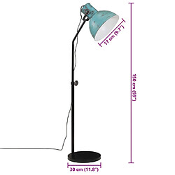 vidaXL Lampadaire 25 W bleu délavé 30x30x90-150 cm E27 pas cher