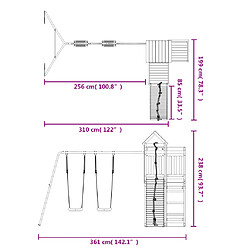 vidaXL Aire de jeux d'extérieur bois de pin imprégné pas cher
