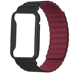 Bracelet en silicone magnétique, à déclenchement rapide pour votre Xiaomi Mi Band 7 Pro - noir/rouge vin