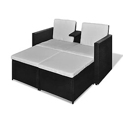 Maison Chic Salon de jardin 4 pcs + coussins - Mobilier/Meubles de jardin - Table et chaises d'extérieur Résine tressée Noir -MN63889 