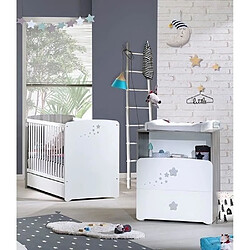 Baby Price Chambre bébé duo Nao: lit 120x60, commode a langer - Babyprice - Blanc