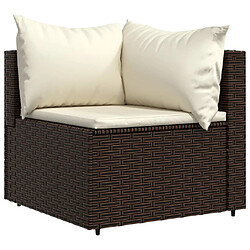 Acheter Maison Chic Salon de jardin 3 pcs + coussins - Mobilier/Meubles de jardin - Table et chaises d'extérieur marron résine tressée -MN91133