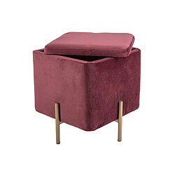 LEITMOTIV Pouf design effet velours chic Snog - H. 47 cm - Rouge terracotta