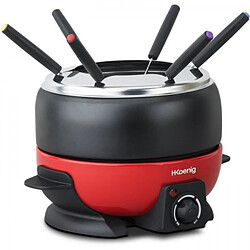 Fondue Electrique HKoeNIG ALP1800 - 6 personnes - 2L - 800W - Thermostat réglable 25°C a 190°C - Caquelon amovible - Rouge e