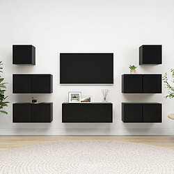 vidaXL Ensemble de meuble TV 7 pcs Noir Bois d'ingénierie