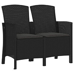 Maison Chic Banc de jardin 2 places | Banquette de jardin | Chaise Relax avec coussins Rotin PP Graphite -MN87434