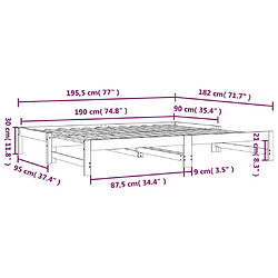 vidaXL Lit coulissant sans matelas 2x(90x190) cm Bois de pin massif pas cher