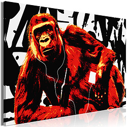 Artgeist Tableau - Pop Art Monkey (1 Part) Narrow Red [120x80]