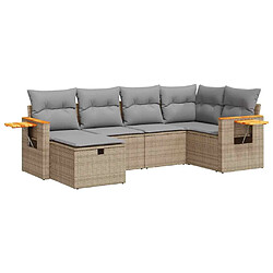 vidaXL Salon de jardin avec coussins 6 pcs beige résine tressée