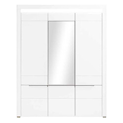 Dansmamaison Armoire 3 portes battantes Blanc Brillant à LED - KIELE