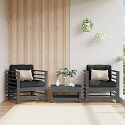 Maison Chic Lot de 2 Chaises de jardin,Fauteuil d'extérieur gris bois massif de pin -MN84494