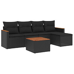 Maison Chic Ensemble Tables et chaises d'extérieur 6pcs avec coussins,Salon de jardin noir résine tressée -GKD253284