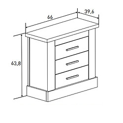 Pegane Table de nuit/ table de chevet coloris chêne vieilli - Longueur 66 x profondeur 39,6 x hauteur 63,8 cm