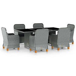 Maison Chic Mobilier à dîner 7 pcs et coussins- Ensemble table et chaises d'extérieur - Salon/Mobilier de jardin classique Résine tressée Gris clair -MN11400