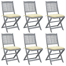 Maison Chic Lot de 6 Chaises pliables d'extérieur avec coussins | chaises de jardin | Fauteuil Relax Bois d'acacia -GKD97574