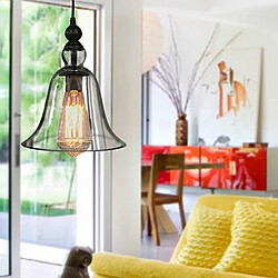 Wewoo Lampe suspendue Luminaire Salon E27 suspension industrielle rétro petite cloche pendentif en verre transparent (blanc chaud) pas cher