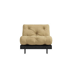 Avis Inside 75 Fauteuil convertible futon ROOTS pin laqué noir matelas 90 x 200 cm coloris beige blé