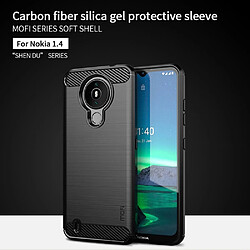 Mofi Coque en TPU Conception en fibre de carbone brossée bien protégée souple noir pour votre Nokia 1.4