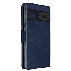 Avizar Etui Google Pixel 7 Portefeuille Effet Cuir Support Vidéo Bleu Nuit