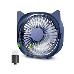 Ventilateur, Petit Ventilateur de Bureau CHRONUS USB, Ventilateur de Bureau Silencieux Portable à 3 Vitesses, ventilateur personnel rotatif à 360 degrés de 4 pouces (Bleu)