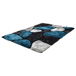 Vente-Unique Tapis shaggy à poils longs - turquoise et gris - 160 x 230 cm - PIETRA