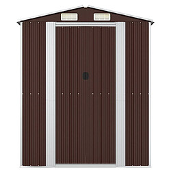 Helloshop26 Abri de jardin cabane cabanon maison de stockage remise extérieur hangar outils robuste foncé 192 x 108 x 223 cm acier galvanisé marron 02_0022316