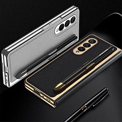 Coque en TPU + PU GKK galvanoplastie avec porte-stylo blanc pour votre Samsung Galaxy Z Fold3 5G