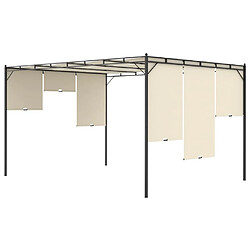 Acheter vidaXL Belvédère de jardin avec rideau latéral 4x3x2,25 m Crème