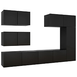 Maison Chic Ensemble de meubles TV 6 pcs | Banc TV Moderne pour salon | Meuble de Rangement - Noir Aggloméré -MN11917