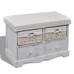 Maison Chic Banc de rangement | Meuble de rangement d'Entrée | Coffres d'Intérieur Blanc 62x33x42 cm Bois de paulownia -MN58979