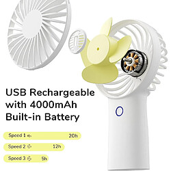 Acheter Ventilateur Portable, Mini Ventilateur à Main 4000mAh ,Petit ventilateur rechargeable USB [5-20H de Temps de Travail] Ventilateur personnel à piles avec 3 Vitesses pour l'extérieur/le Bureau