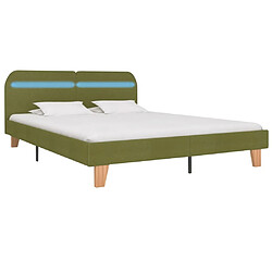 Maison Chic Lit adulte - Cadre de lit avec LED,Structure du lit Contemporain Vert Tissu 160 x 200 cm -MN76650