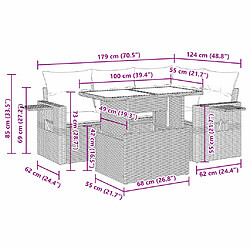 Acheter vidaXL Salon de jardin 5 pcs avec coussins noir résine tressée